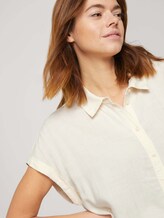 Kurzarm Hemdbluse mit Streifenstruktur - Frauen - soft creme beige Kurzarm Hemdbluse mit Streifenstruktur - Frauen - soft creme beige - 9 - TOM TAILOR Denim