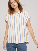 Kurzarm Hemdbluse mit Streifenstruktur - Frauen - creme yellow blue stripe Kurzarm Hemdbluse mit Streifenstruktur - Frauen - creme yellow blue stripe - 5 - TOM TAILOR Denim