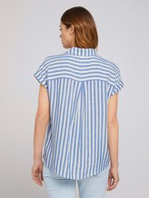 Kurzarm Hemdbluse mit Streifenstruktur - Frauen - mid blue white stripe Kurzarm Hemdbluse mit Streifenstruktur - Frauen - mid blue white stripe - 2 - TOM TAILOR Denim
