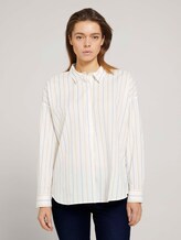Gestreifte Tunika Bluse mit Bio-Baumwolle - Frauen - small creme blue yellow stripe Gestreifte Tunika Bluse mit Bio-Baumwolle - Frauen - small creme blue yellow stripe - 1 - TOM TAILOR Denim