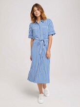 Midi Blusenkleid mit LENZING™ ECOVERO™ - Frauen - mid blue white stripe Midi Blusenkleid mit LENZING™ ECOVERO™ - Frauen - mid blue white stripe - 1 - TOM TAILOR Denim