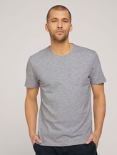 Basic T-Shirt - Männer - Light Stone Grey Melange Basic T-Shirt - Männer - Light Stone Grey Melange - 1 - TOM TAILOR