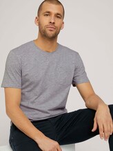 Basic T-Shirt - Männer - Light Stone Grey Melange Basic T-Shirt - Männer - Light Stone Grey Melange - 5 - TOM TAILOR