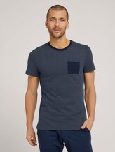 strukturiertes T-Shirt - Männer - Blue White Base Melange strukturiertes T-Shirt - Männer - Blue White Base Melange - 1 - TOM TAILOR
