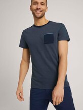 strukturiertes T-Shirt - Männer - Blue White Base Melange strukturiertes T-Shirt - Männer - Blue White Base Melange - 5 - TOM TAILOR