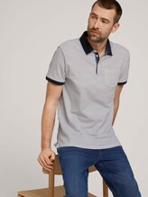 strukturiertes Poloshirt - Männer - white navy wave design strukturiertes Poloshirt - Männer - white navy wave design - 5 - TOM TAILOR