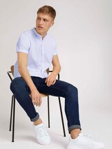Gemustertes Kurzarmhemd mit Stehkragen - Männer - White Gemustertes Kurzarmhemd mit Stehkragen - Männer - White - 5 - TOM TAILOR Denim
