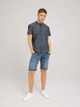 Gemustertes Kurzarmhemd mit Stehkragen - Männer - black and white minimal dobby Gemustertes Kurzarmhemd mit Stehkragen - Männer - black and white minimal dobby - 3 - TOM TAILOR Denim