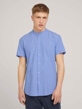 Gemustertes Kurzarmhemd mit Stehkragen - Männer - light blue minimal dobby Gemustertes Kurzarmhemd mit Stehkragen - Männer - light blue minimal dobby - 1 - TOM TAILOR Denim