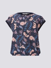 Gemustertes T-Shirt im Materialmix - Frauen - navy floral design Gemustertes T-Shirt im Materialmix - Frauen - navy floral design - 7 - My True Me