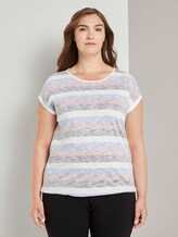 Gestreiftes T-Shirt aus Bio-Baumwolle - Frauen - blue multicolor stripe Gestreiftes T-Shirt aus Bio-Baumwolle - Frauen - blue multicolor stripe - 1 - My True Me