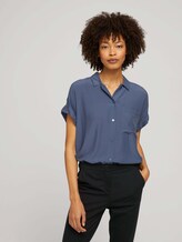kurzärmlige Hemdbluse - Frauen - Vintage Indigo Blue kurzärmlige Hemdbluse - Frauen - Vintage Indigo Blue - 5 - Mine to five