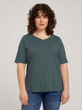 T-Shirt mit V-Ausschnitt aus Bio-Baumwolle - Frauen - washed jasper green T-Shirt mit V-Ausschnitt aus Bio-Baumwolle - Frauen - washed jasper green - 1 - My True Me