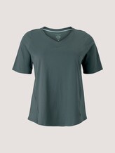 T-Shirt mit V-Ausschnitt aus Bio-Baumwolle - Frauen - washed jasper green T-Shirt mit V-Ausschnitt aus Bio-Baumwolle - Frauen - washed jasper green - 7 - My True Me