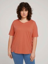 T-Shirt mit V-Ausschnitt aus Bio-Baumwolle - Frauen - sundown coral T-Shirt mit V-Ausschnitt aus Bio-Baumwolle - Frauen - sundown coral - 1 - My True Me