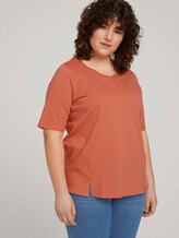 T-Shirt mit V-Ausschnitt aus Bio-Baumwolle - Frauen - sundown coral T-Shirt mit V-Ausschnitt aus Bio-Baumwolle - Frauen - sundown coral - 5 - My True Me