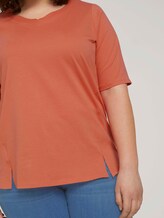 T-Shirt mit V-Ausschnitt aus Bio-Baumwolle - Frauen - sundown coral T-Shirt mit V-Ausschnitt aus Bio-Baumwolle - Frauen - sundown coral - 9 - My True Me