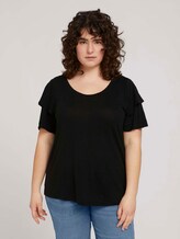 T-Shirt mit Rüschenärmel - Frauen - deep black T-Shirt mit Rüschenärmel - Frauen - deep black - 1 - My True Me