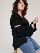 T-Shirt mit Rüschenärmel - Frauen - deep black T-Shirt mit Rüschenärmel - Frauen - deep black - 5 - My True Me