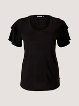 T-Shirt mit Rüschenärmel - Frauen - deep black T-Shirt mit Rüschenärmel - Frauen - deep black - 7 - My True Me