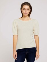 Kurzarm Pullover mit Rückendetail - Frauen - soft creme beige Kurzarm Pullover mit Rückendetail - Frauen - soft creme beige - 1 - TOM TAILOR Denim