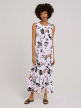 Ärmelloses Maxikleid mit Raffungen - Frauen - offwhite blue floral design Ärmelloses Maxikleid mit Raffungen - Frauen - offwhite blue floral design - 1 - Mine to five