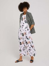 Ärmelloses Maxikleid mit Raffungen - Frauen - offwhite blue floral design Ärmelloses Maxikleid mit Raffungen - Frauen - offwhite blue floral design - 3 - Mine to five