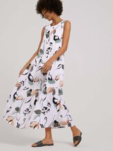 Ärmelloses Maxikleid mit Raffungen - Frauen - offwhite blue floral design Ärmelloses Maxikleid mit Raffungen - Frauen - offwhite blue floral design - 5 - Mine to five
