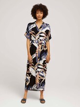 Gemustertes Midikleid mit Kragen - Frauen - sand blue palms design Gemustertes Midikleid mit Kragen - Frauen - sand blue palms design - 1 - Mine to five