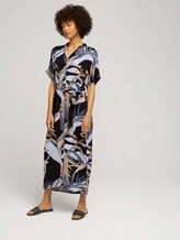 Gemustertes Midikleid mit Kragen - Frauen - sand blue palms design Gemustertes Midikleid mit Kragen - Frauen - sand blue palms design - 3 - Mine to five