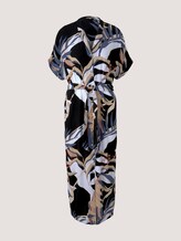 Gemustertes Midikleid mit Kragen - Frauen - sand blue palms design Gemustertes Midikleid mit Kragen - Frauen - sand blue palms design - 7 - Mine to five