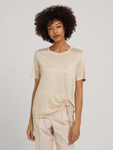 Meliertes T-Shirt mit Raffung - Frauen - cream toffee melange Meliertes T-Shirt mit Raffung - Frauen - cream toffee melange - 1 - Mine to five