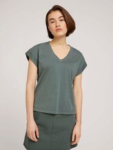 T-Shirt mit Ärmelaufschlag - Frauen - dusty pine green T-Shirt mit Ärmelaufschlag - Frauen - dusty pine green - 1 - TOM TAILOR Denim
