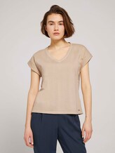 T-Shirt mit Ärmelaufschlag - Frauen - dune beige T-Shirt mit Ärmelaufschlag - Frauen - dune beige - 1 - TOM TAILOR Denim