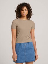 strukturiertes T-Shirt - Frauen - dune beige strukturiertes T-Shirt - Frauen - dune beige - 1 - TOM TAILOR Denim