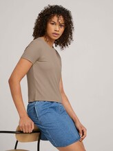 strukturiertes T-Shirt - Frauen - dune beige strukturiertes T-Shirt - Frauen - dune beige - 5 - TOM TAILOR Denim