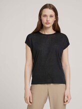 T-Shirt mit Ärmelaufschlag - Frauen - deep black T-Shirt mit Ärmelaufschlag - Frauen - deep black - 1 - TOM TAILOR Denim