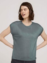 T-Shirt mit Ärmelaufschlag - Frauen - dusty pine green T-Shirt mit Ärmelaufschlag - Frauen - dusty pine green - 1 - TOM TAILOR Denim