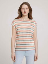T-Shirt mit Ärmelaufschlag - Frauen - multicolor stripe T-Shirt mit Ärmelaufschlag - Frauen - multicolor stripe - 1 - TOM TAILOR Denim