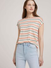 T-Shirt mit Ärmelaufschlag - Frauen - multicolor stripe T-Shirt mit Ärmelaufschlag - Frauen - multicolor stripe - 5 - TOM TAILOR Denim