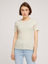 strukturiertes T-Shirt - Frauen - soft creme beige strukturiertes T-Shirt - Frauen - soft creme beige - 1 - TOM TAILOR Denim