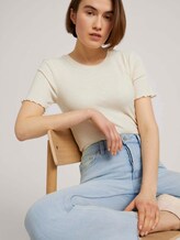 strukturiertes T-Shirt - Frauen - soft creme beige strukturiertes T-Shirt - Frauen - soft creme beige - 5 - TOM TAILOR Denim