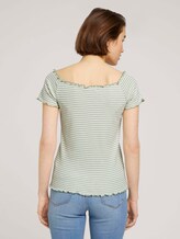Schulterfreies Carmen T-Shirt mit Streifen - Frauen - green white stripe Schulterfreies Carmen T-Shirt mit Streifen - Frauen - green white stripe - 2 - TOM TAILOR Denim