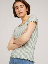 Schulterfreies Carmen T-Shirt mit Streifen - Frauen - green white stripe Schulterfreies Carmen T-Shirt mit Streifen - Frauen - green white stripe - 5 - TOM TAILOR Denim