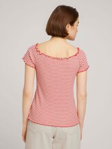 Schulterfreies Carmen T-Shirt mit Streifen - Frauen - coral white stripe Schulterfreies Carmen T-Shirt mit Streifen - Frauen - coral white stripe - 2 - TOM TAILOR Denim