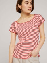 Schulterfreies Carmen T-Shirt mit Streifen - Frauen - coral white stripe Schulterfreies Carmen T-Shirt mit Streifen - Frauen - coral white stripe - 5 - TOM TAILOR Denim