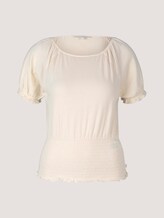 Cropped Carmen T-Shirt mit Raffungen - Frauen - soft creme beige Cropped Carmen T-Shirt mit Raffungen - Frauen - soft creme beige - 7 - TOM TAILOR Denim