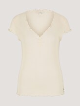 T-Shirt mit Wellensaumkante - Frauen - soft creme beige T-Shirt mit Wellensaumkante - Frauen - soft creme beige - 7 - TOM TAILOR Denim
