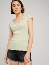 T-Shirt mit Wellensaumkante - Frauen - light dusty green T-Shirt mit Wellensaumkante - Frauen - light dusty green - 5 - TOM TAILOR Denim