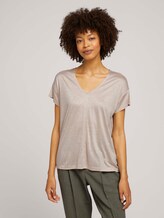 T-Shirt mit V-Ausschnitt - Frauen - cream toffee melange T-Shirt mit V-Ausschnitt - Frauen - cream toffee melange - 1 - Mine to five